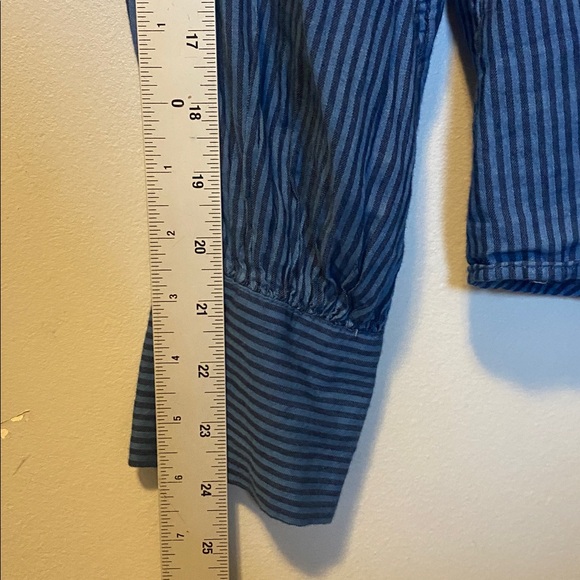 Sundance Button Up Shirt Women XL Blue Striped 100% Cotton Oversized Long Sleeve - Picture 13 of 13